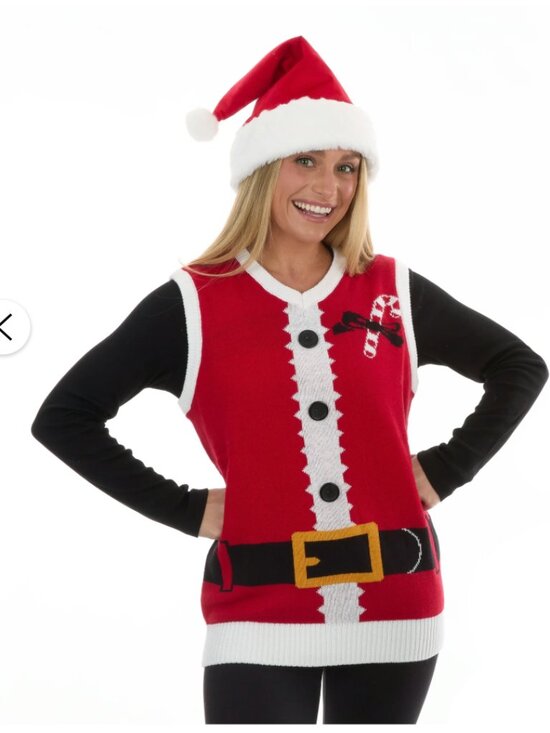 Ugly Christmas Sweater Sweaters - Santa Ugly Christmas Sweater Vest Women Size Small Tacky Christmas Santa Costume